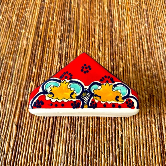 Vintage Mexican Glazed Ceramic Napkin or Letter Holder - Picture 2 of 6
